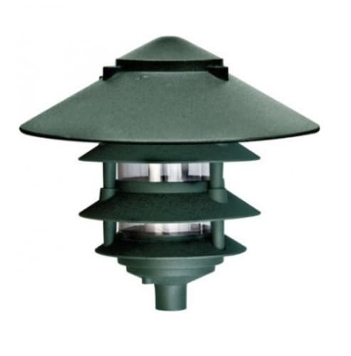 Dabmar 10-in 6W 4-Tier LED Pagoda Pathway Light w/ 3-in Base, A19, 120V, 3000K, Green