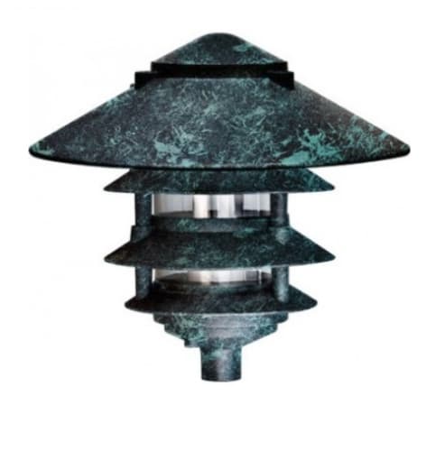 10-in 6W 4-Tier LED Pagoda Pathway Light w/ 3-in Base, A19, 120V, 3000K, Verde Green