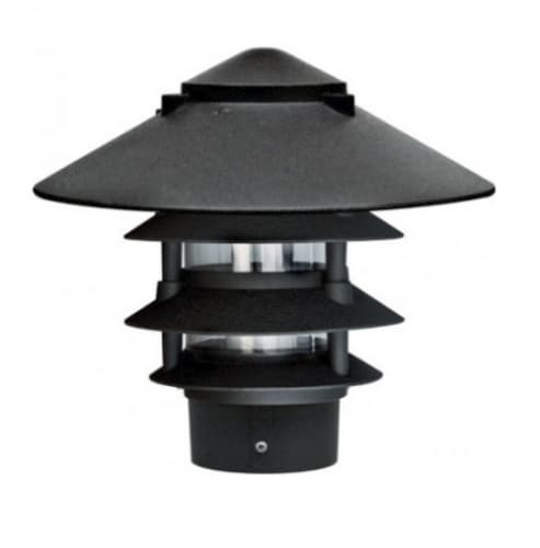 10-in 12W 4-Tier LED Pagoda Pathway Light w/ 3-in Base, G24, 120V-277V, 3000K, Black