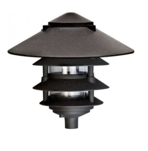 10-in 6W 4-Tier LED Pagoda Pathway Light w/ .5-in Base, A19, 120V, 3000K, Bronze