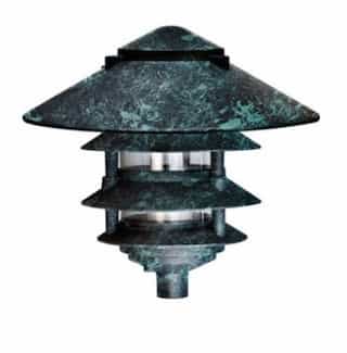 10-in 6W 4-Tier LED Pagoda Pathway Light w/ .5-in Base, A19, 120V, 3000K, Verde Green