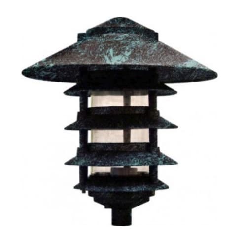 10-in 6W 5-Tier LED Pagoda Pathway Light w/ .5-in Base, A19, 120V, 3000K, Verde Green