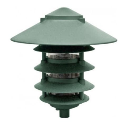 11W 10" 5-Tier LED Pagoda Pathway Light w/ 1/2" Base, 3000K, Green