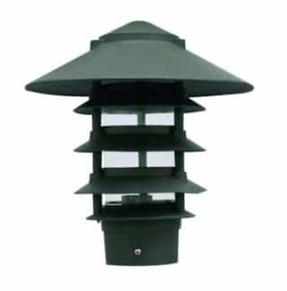 10-in 6W 5-Tier LED Pagoda Pathway Light w/ 3-in Base, A19, 120V, 3000K, Green