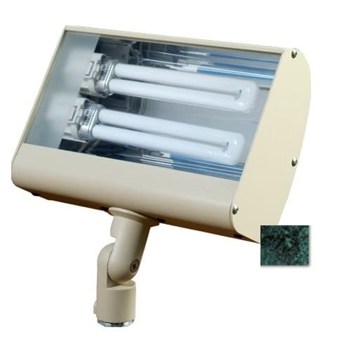 10W Outdoor LED Flood Light w/ Knuckle, PL Bulb, 4500K, Verde Green