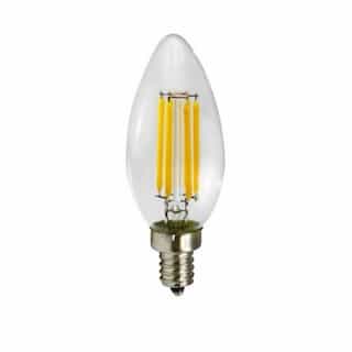 4W LED C35 Filament Bulb, Dimmable, E12, 380 lm, 120V, 6000K