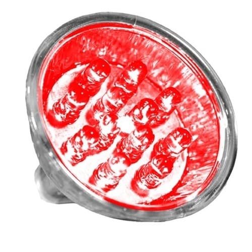 Dabmar .6W LED MR16 Bulb, Red LED, 2-Pin Base, 12V, 6400K, Stainless Steel