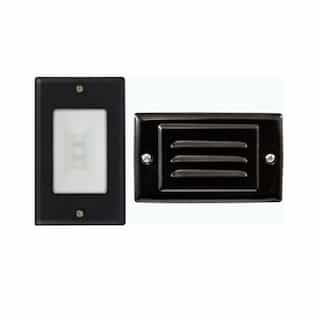 3W LED Recessed Step Light w/ Open Face & Louvered Cover, 285 lm, 120V, 5000K, Black