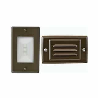 3W LED Recessed Step Light w/ Open Face & Louvered Cover, 285 lm, 120V, 5000K, Bronze