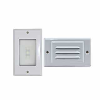3W LED Recessed Step Light w/ Open Face & Louvered Cover, 285 lm, 120V, 5000K, White