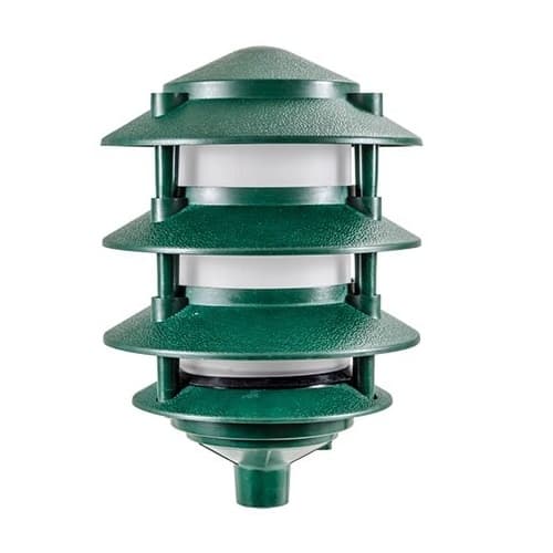 12W 6-in LED Fiberglass Pagoda Light, Four-Tier, G24, 120V-277V, Green