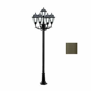 16W 10-ft LED Lamp Post, Five-Head, 1600 lm, Bronze/Clear, 6500K