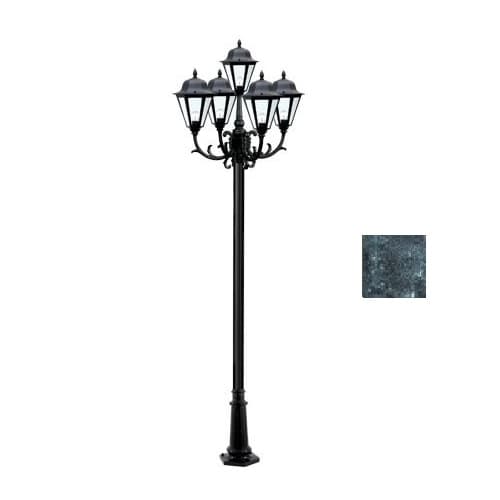 6W 10-ft LED Lamp Post, Five-Head, 1600 lm, 120V, Green/Frosted, 6500K