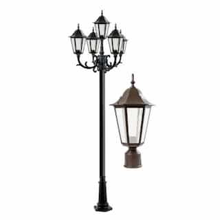 16W 10-ft LED Lamp Post, Five-Head, 1550 lm, Bronze/Frosted, 3000K