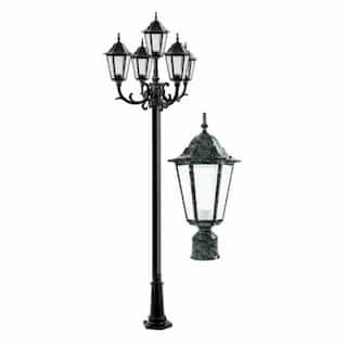 Dabmar 16W 10-ft LED Lamp Post, Five-Head, 1550 lm, Green/Frosted, 3000K