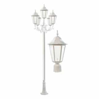 Dabmar 16W 10-ft LED Lamp Post, Five-Head, 1550 lm, White/Frosted, 3000K