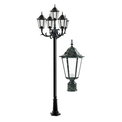 Dabmar 9W 10-ft LED Lamp Post, Five-Head, 1600 lm, 120V, Green/Frosted, 6500K