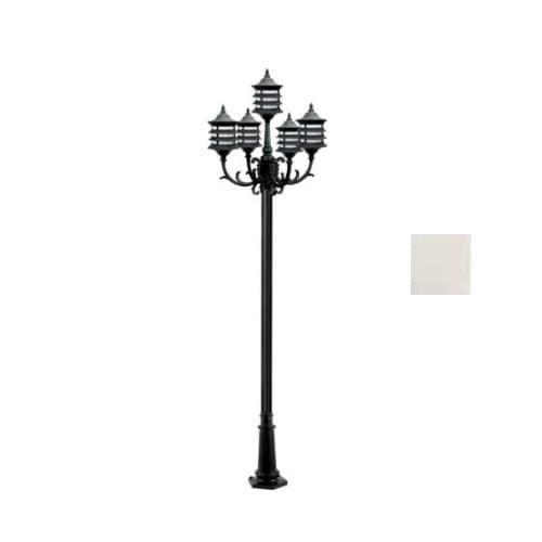 6W 8-ft LED Lamp Post, Three-Head, A19, 1600 lm, 120V, White, 6500K