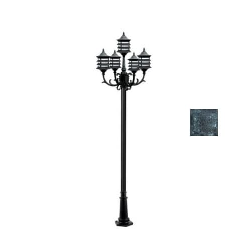 9W 8-ft LED Lamp Post, Three-Head, A19, 1550 lm, 120V, Green, 3000K