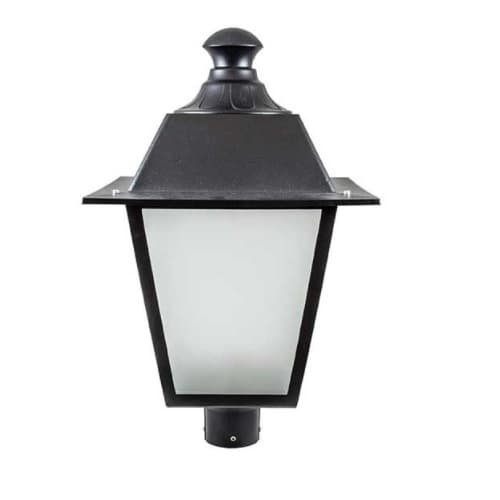 16W LED Lamp Post Top Fixture, 85V-265V, Black/Frosted
