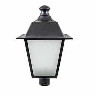 Dabmar 16W LED Lamp Post Top Fixture, 85V-265V, Black/Frosted