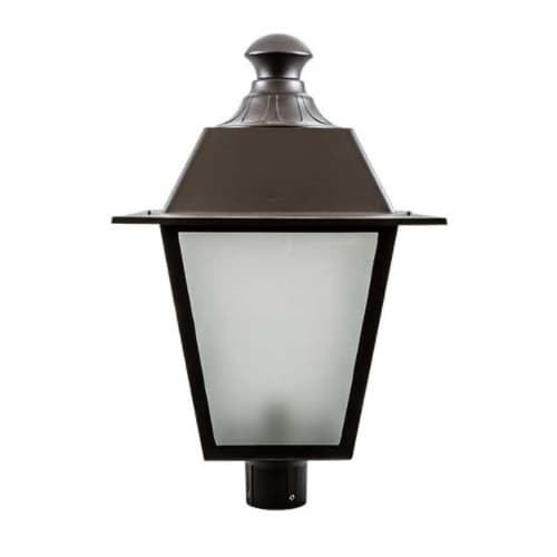 16W LED Lamp Post Top Fixture, 85V-265V, Bronze/Frosted