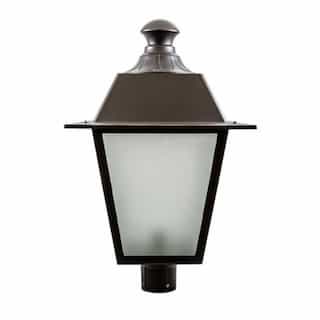 Dabmar 16W LED Lamp Post Top Fixture, 85V-265V, Bronze/Frosted