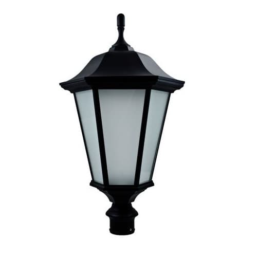 30W LED Lamp Post Top Fixture, E26, 85V-265V, Black/Frosted