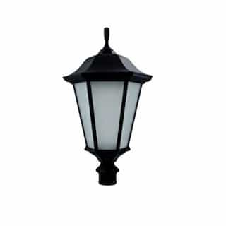 Dabmar 30W Decorative LED Post Top Light w/ Frosted Glass, Large, Black