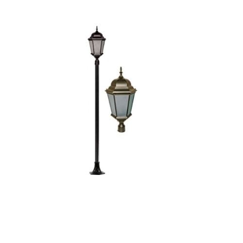 30W Single Head LED Light Post Fixture w/Frosted Glass, Bronze