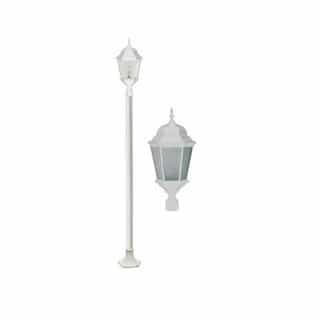 30W Single Head LED Light Post Fixture w/Frosted Glass, White