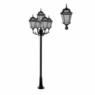 20W LED Lamp Post, Five-Head, 120V-277V, Black/Frosted