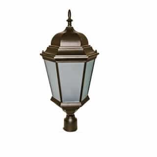 30W Hexagonal Decorative LED Post Top Light w/Frosted Glass, Bronze