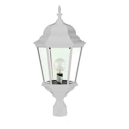 Dabmar 30W Hexagonal Decorative LED Post Top Light w/Frosted Glass, White