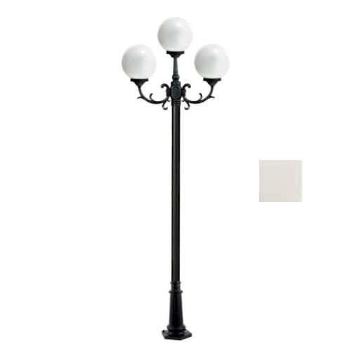 10-ft 6W LED Globe Lamp Post, Three-Head, A19, 120V, White