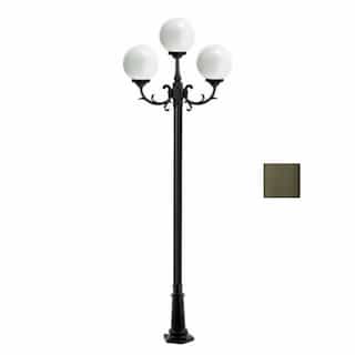 Dabmar 10-ft 9W LED Globe Lamp Post, Three-Head, A19, GU24, 120V, Bronze