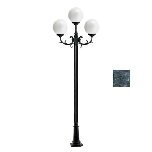 10-ft 9W LED Globe Lamp Post, Three-Head, A19, GU24, 120V, Verde Green