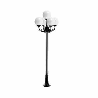 10-ft 6W LED Globe Lamp Post, Five-Head, A19, 120V, 6500K, Bronze