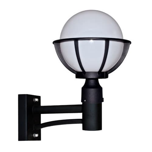 6W LED Globe Wall Light Fixture, A19, 120V, Black