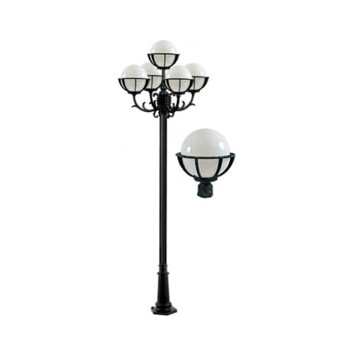 Dabmar 10-ft 9W LED Globe Lamp Post, Five-Head, A19, GU24, 120V, Black