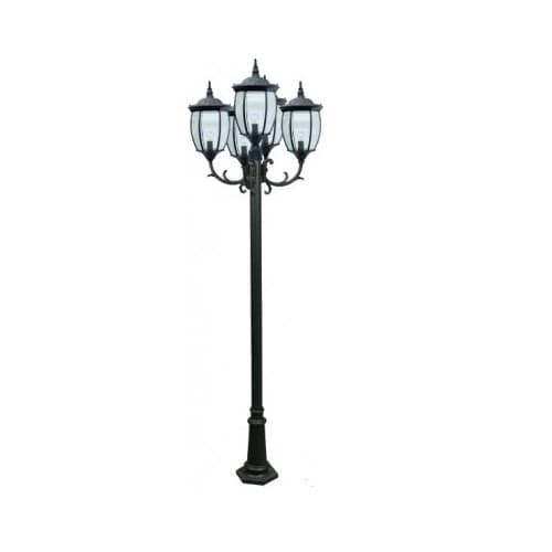 11-ft 9W LED Victoria Lamp Post, Five-Head, A19, GU24, 120V, Black