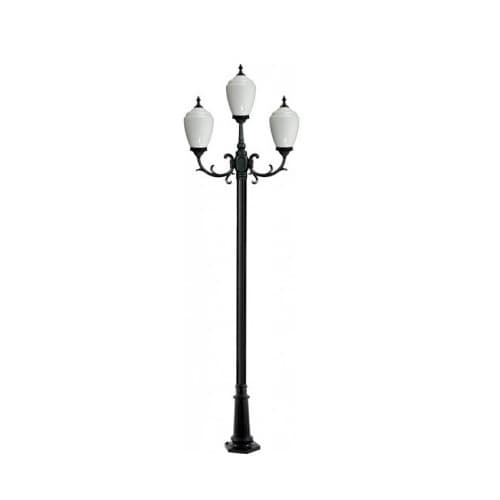 10-ft 9W LED Alisa Lamp Post, Three-Head, A19, GU24, 120V, White