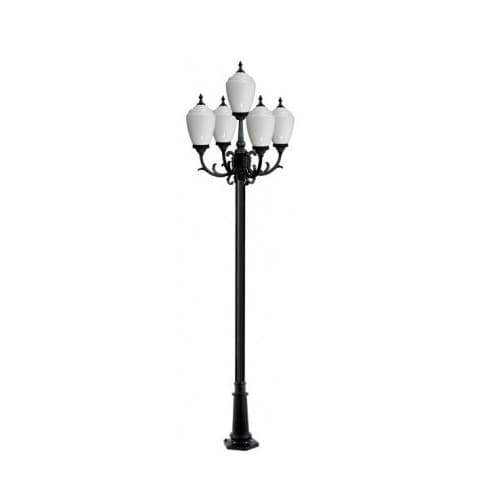 10-ft 6W LED Alisa Lamp Post, Five-Head, A19, 120V,  White