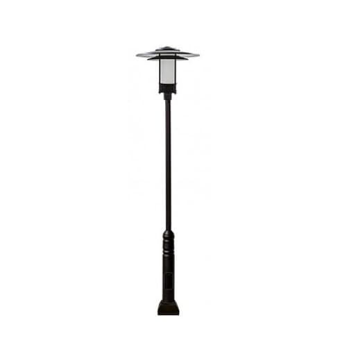 Dabmar 11-ft 30W LED Large Hat Top Lamp Post, 85V-285V, Black/Frosted
