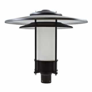 Large Post Top Light Fixture w/ Frosted Lens w/o Bulb, 120V, Black