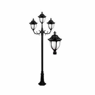 11-ft 6W LED Showcase Lamp Post, Three-Head, A19, 120V, Black