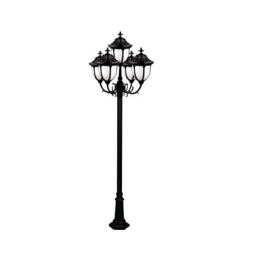 11-ft 6W LED Showcase Lamp Post, Five-Head, A19, 120V, Bronze