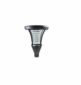 30W Architectural Tubular LED Post Top Fixture w/PC Lens, Black