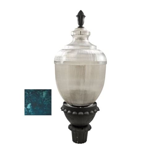 75W LED Post Top Fixture, Clear Acorn Shade w/ Verde Green