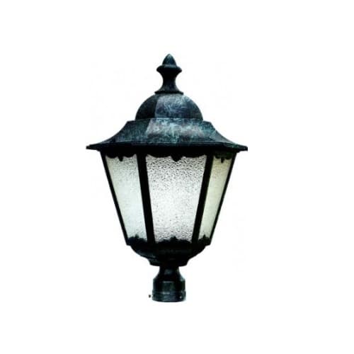 30W Lantern LED Post Top Fixture w/Crackled Glass, Verde Green